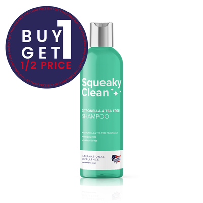 Buy one get one half price Squeaky Clean Citronella and Tea Tree Shampoo