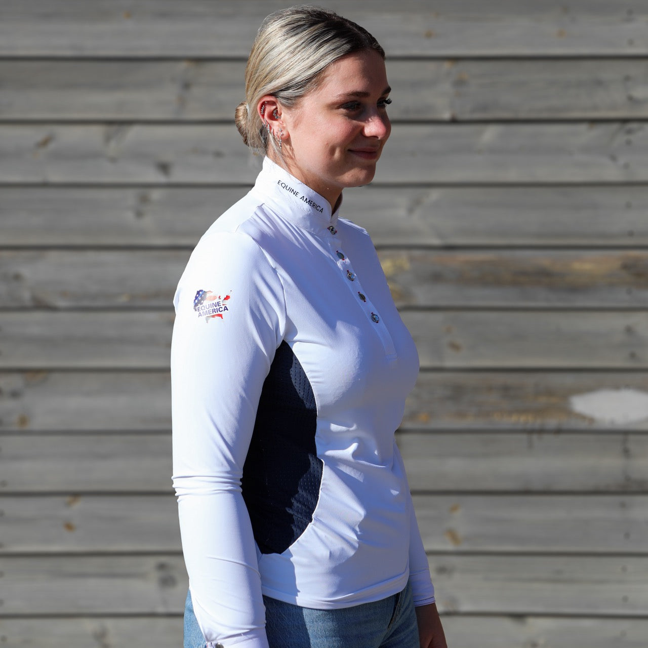 Ladies Womens Long Sleeved Equine America Competition Shirt